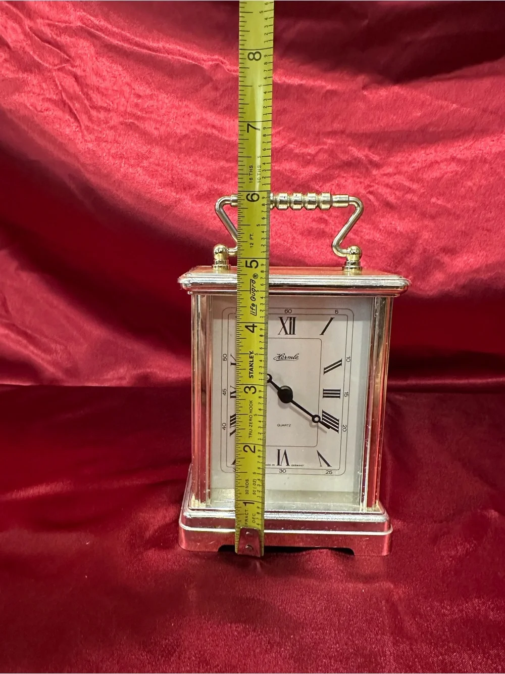 Vintage Hermle Carriage Clock | German Quartz Mantel Clock | Brass Roman Numeral